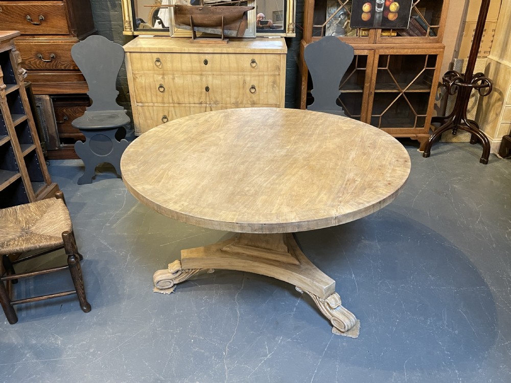 William IV Bleached Mahogany Breakfast Dining Table View XI