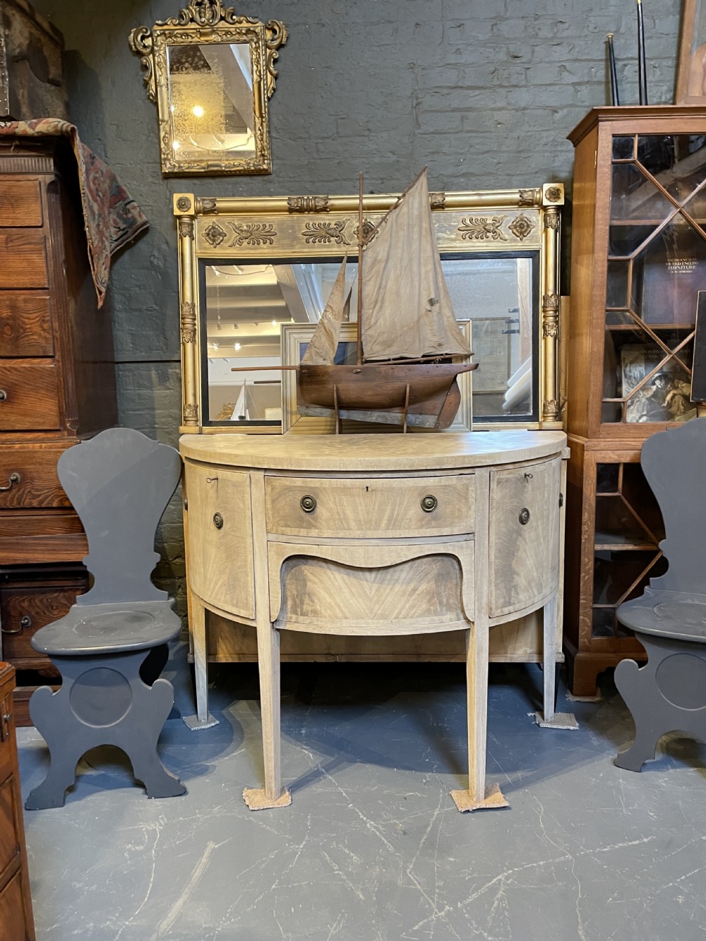 C19th Demi Lune Sideboard View VII