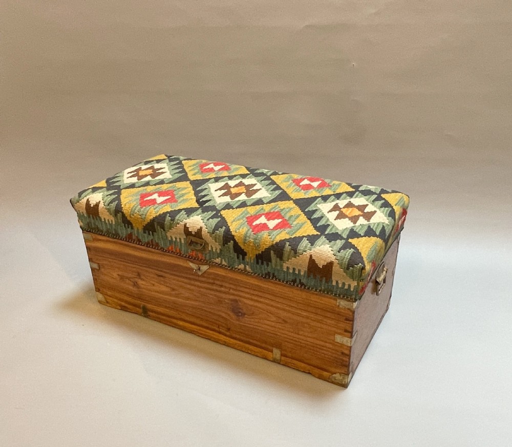 Campaign Camphor Trunk Upholstered