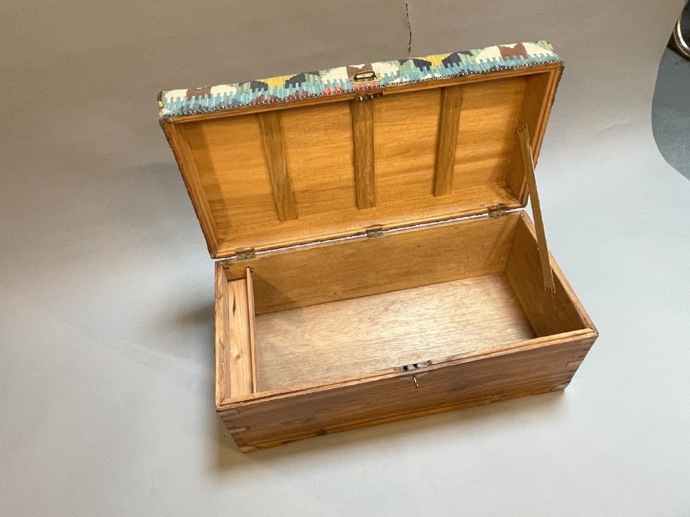 Campaign Camphor Trunk Upholstered View IV
