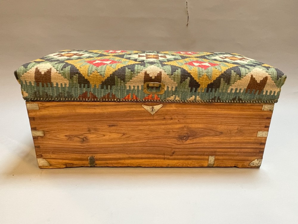 Campaign Camphor Trunk Upholstered View V