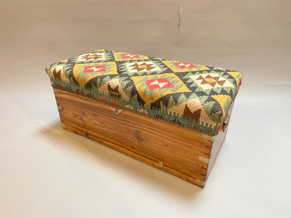 Campaign Camphor Trunk Upholstered View VI