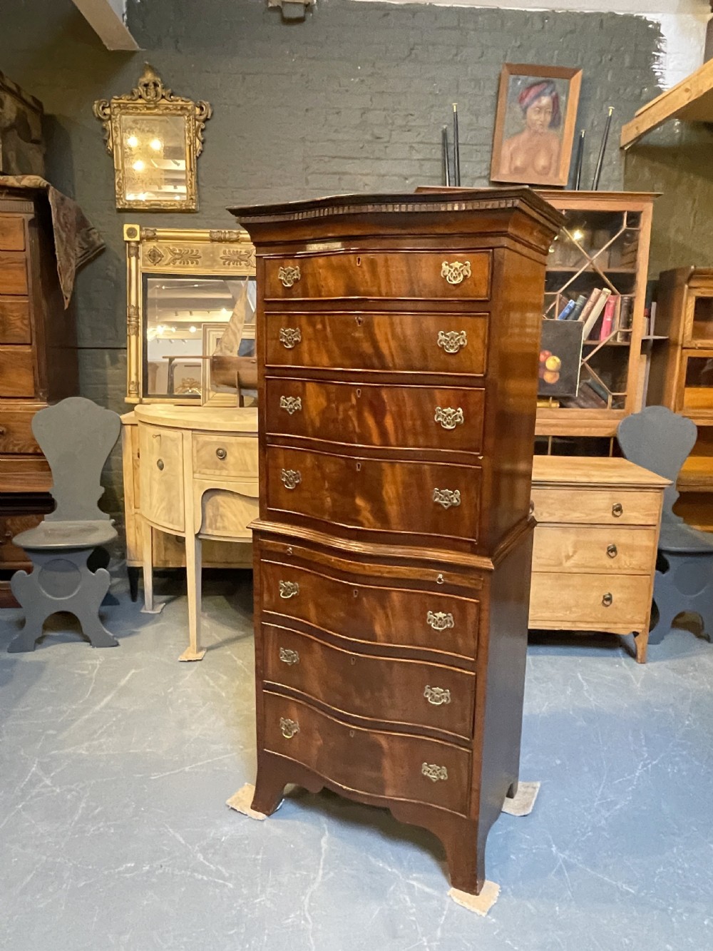 George III Revival narrow chest on chest of drawers View VI