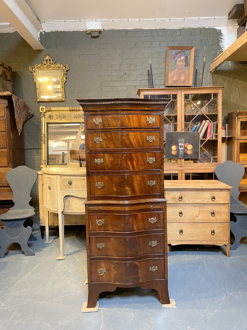 George III Revival narrow chest on chest of drawers View X