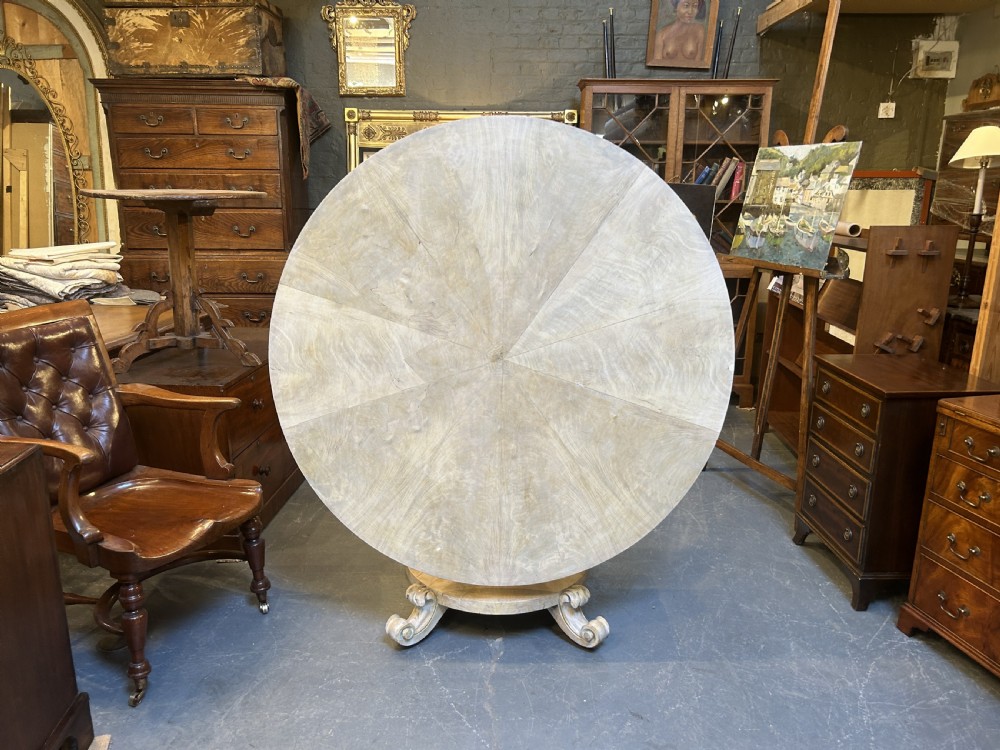 C19th Bleached Mahogany Breakfast Dining Table. View VI