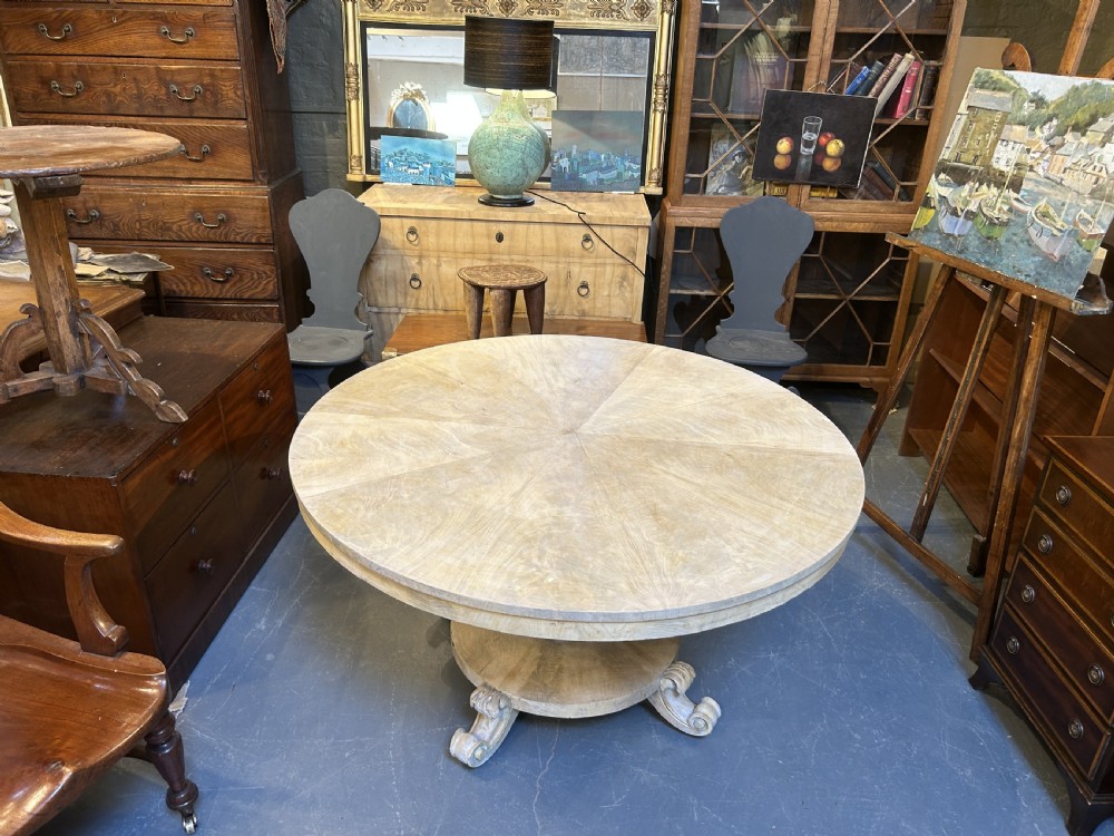 C19th Bleached Mahogany Breakfast Dining Table. View VII