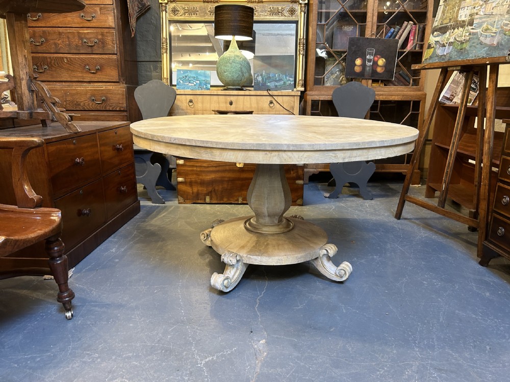 C19th Bleached Mahogany Breakfast Dining Table. View VIII