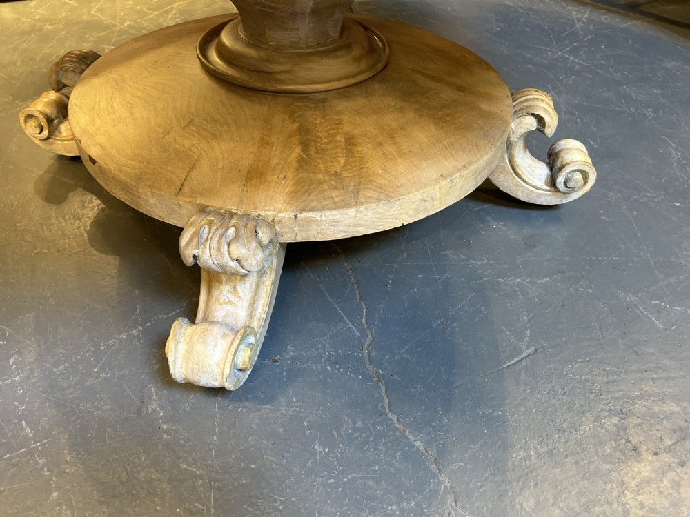 C19th Bleached Mahogany Breakfast Dining Table. View IX