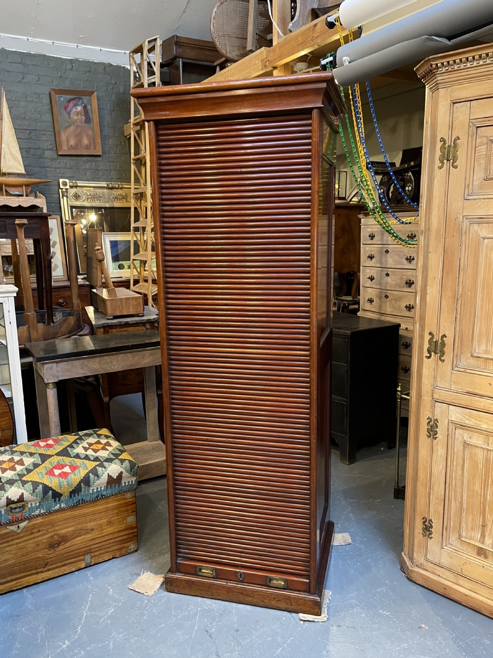Exceptional Tambour Pedestal Cabinet View XIII