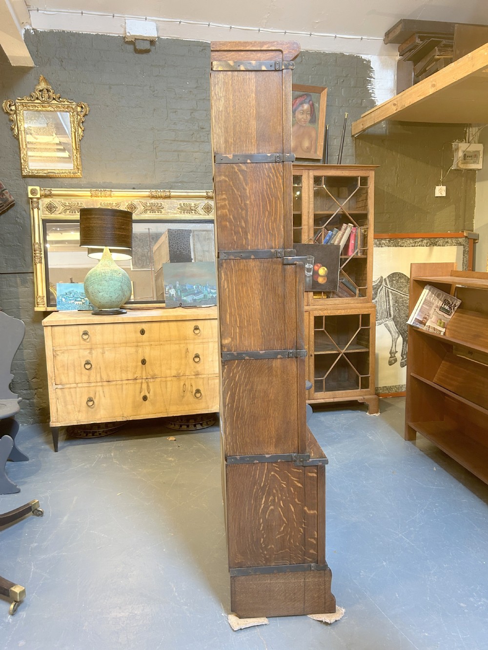 Globe Wernicke Oak Stacking Bookcase View V