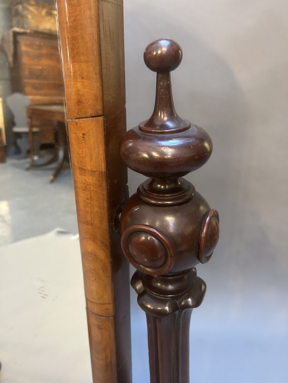 Victorian Mahogany Cheval Dressing Mirror View III