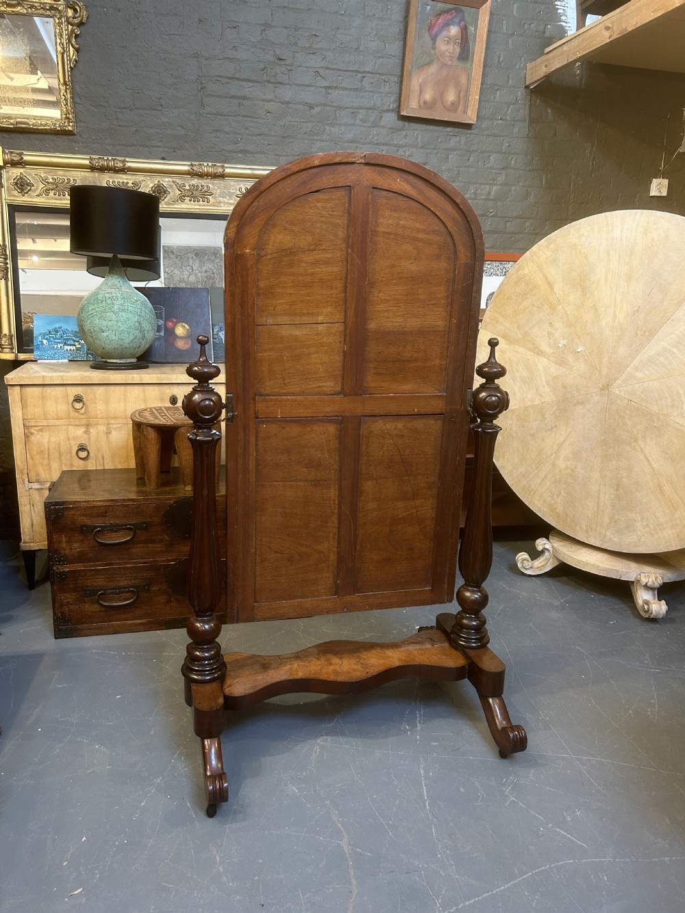 Victorian Mahogany Cheval Dressing Mirror View IV
