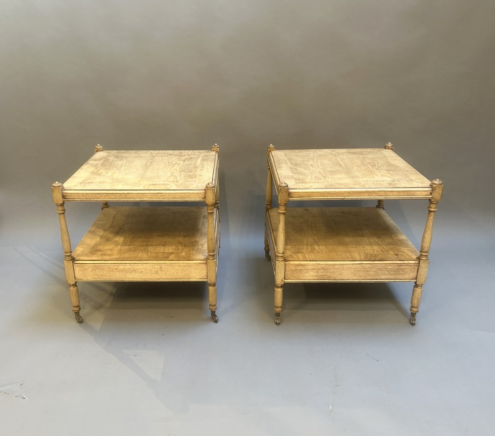 Pair Yew Wood Occasional Side Tables