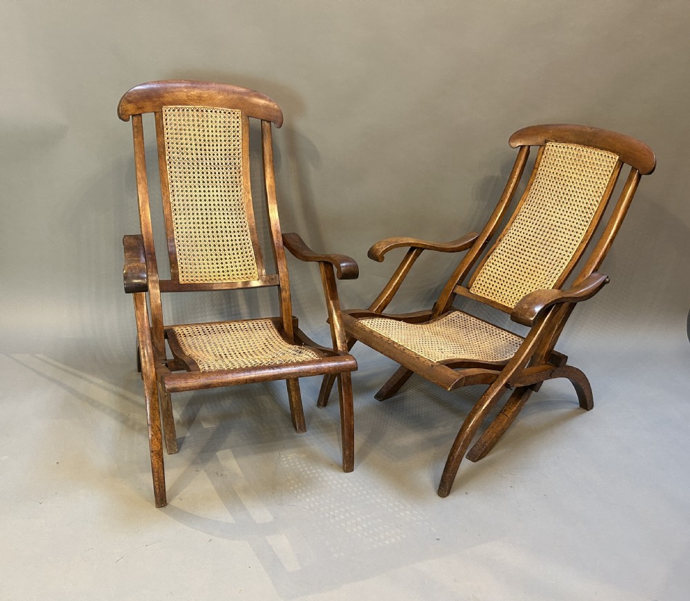 Pair Edwardian Steamer Deck Chairs