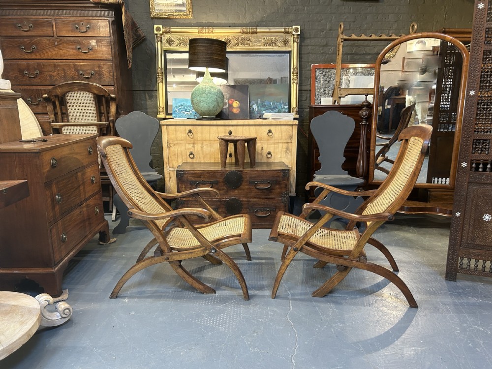 Pair Edwardian Steamer Deck Chairs View II