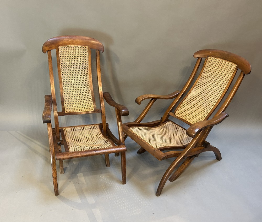 Pair Edwardian Steamer Deck Chairs View V