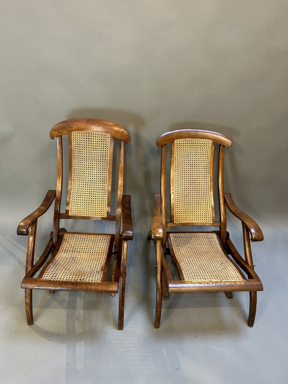 Pair Edwardian Steamer Deck Chairs View X