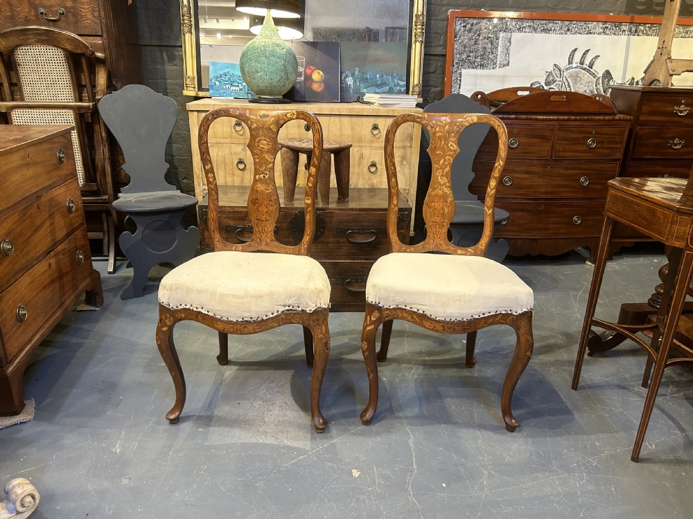 Pair antique Dutch side chairs View III