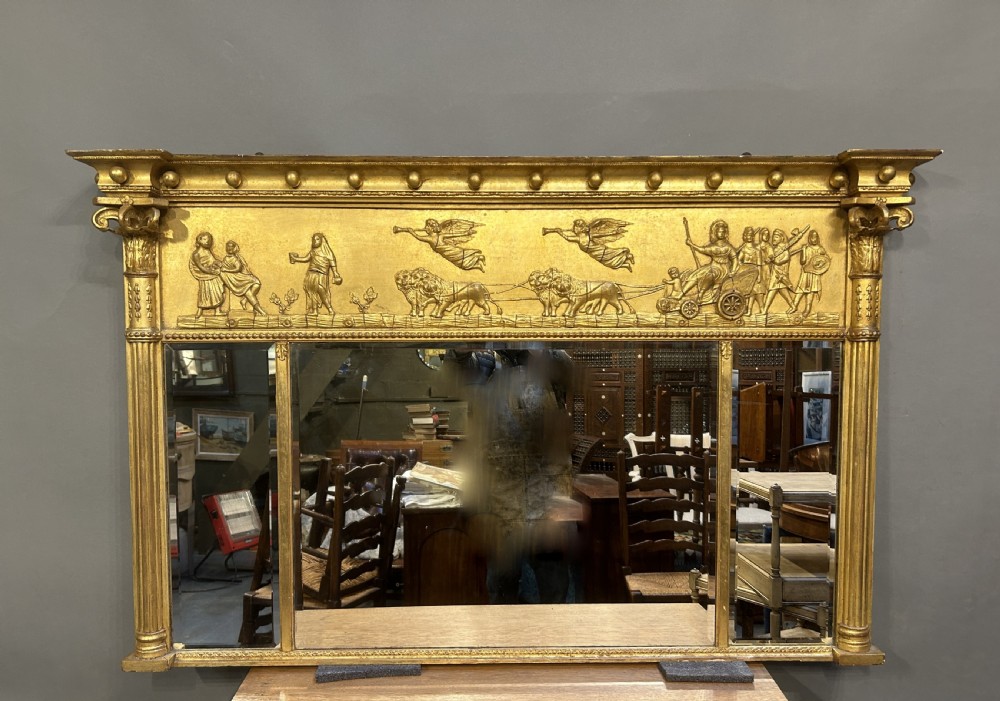 C19th gilt overmantle mirror