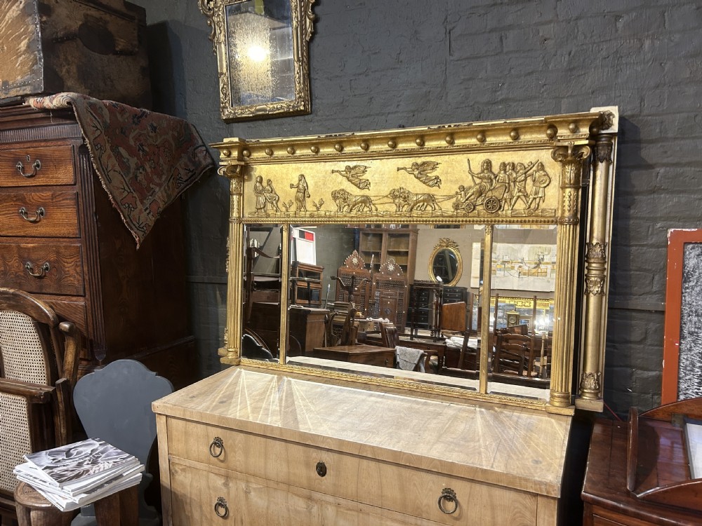 C19th gilt overmantle mirror View X