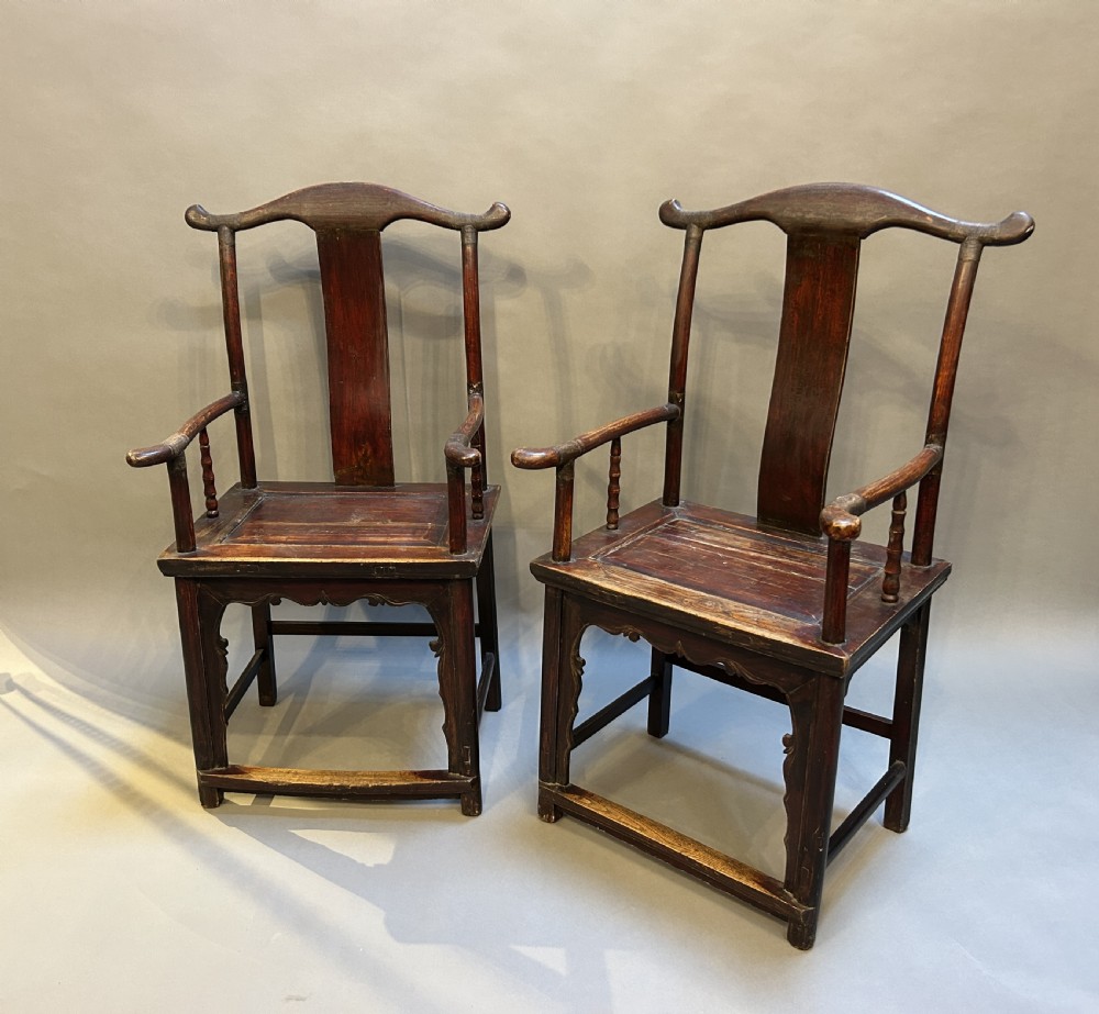 Pair C19th Chinese marriage chairs