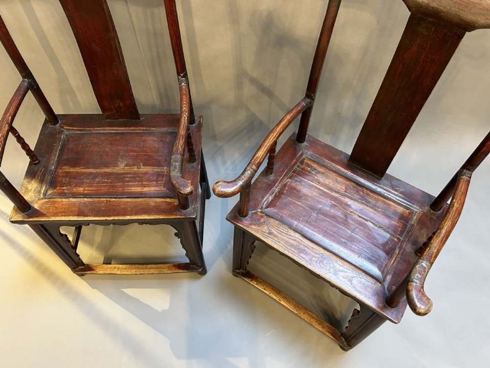 Pair C19th Chinese marriage chairs View II