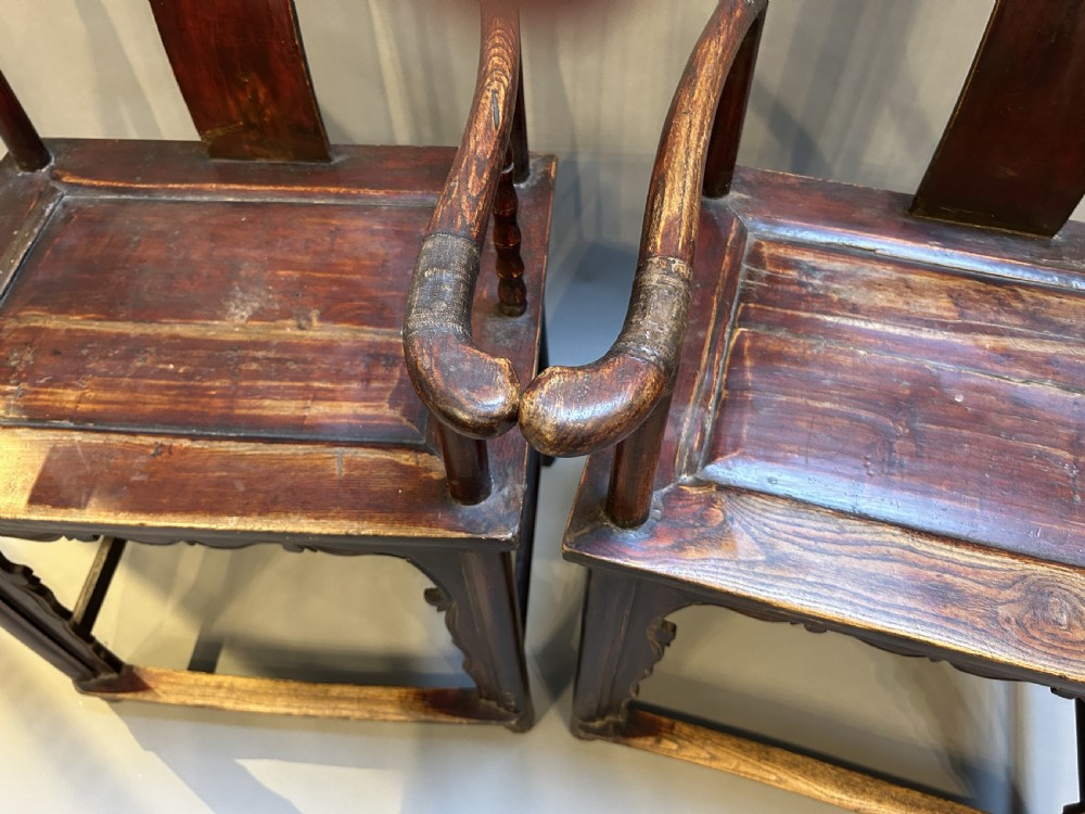 Pair C19th Chinese marriage chairs View III