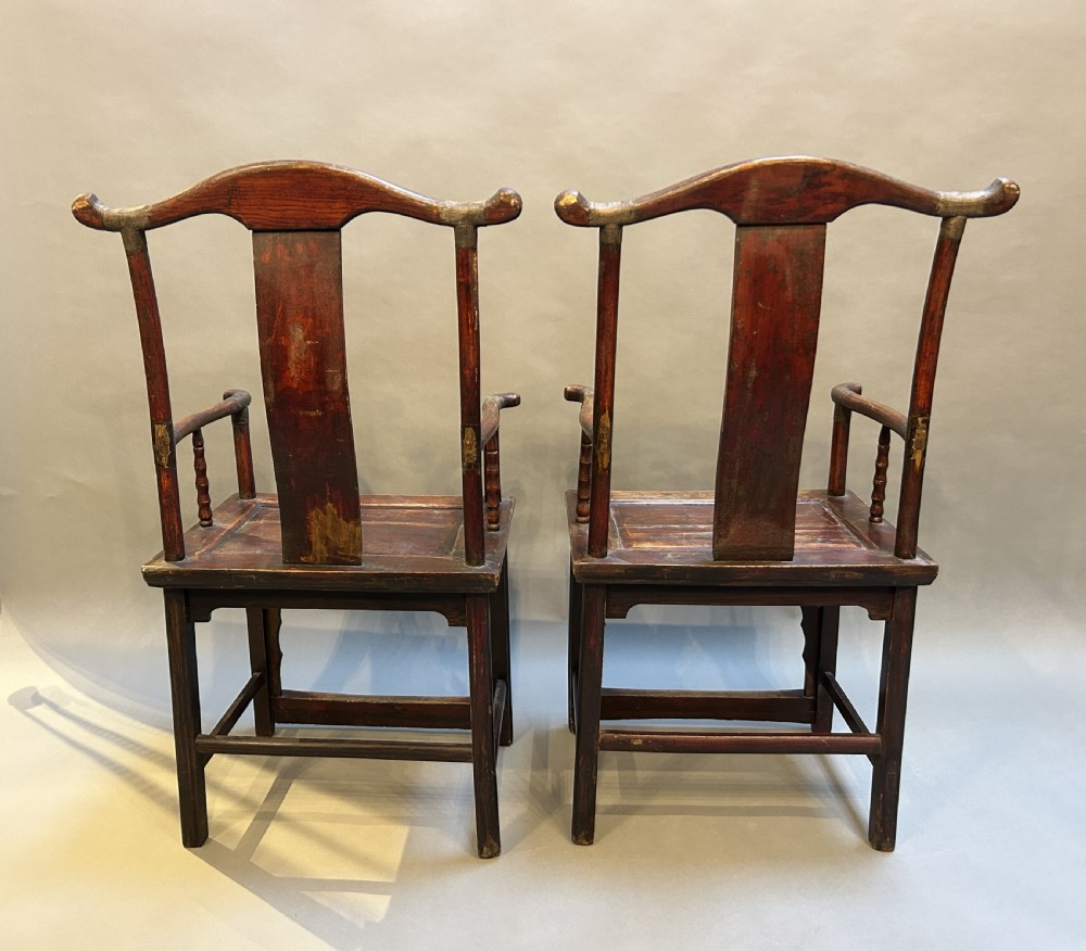 Pair C19th Chinese marriage chairs View IV