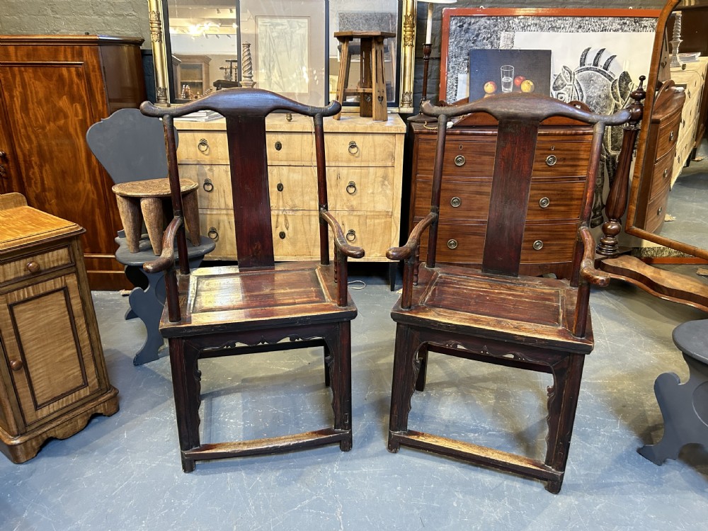 Pair C19th Chinese marriage chairs View V