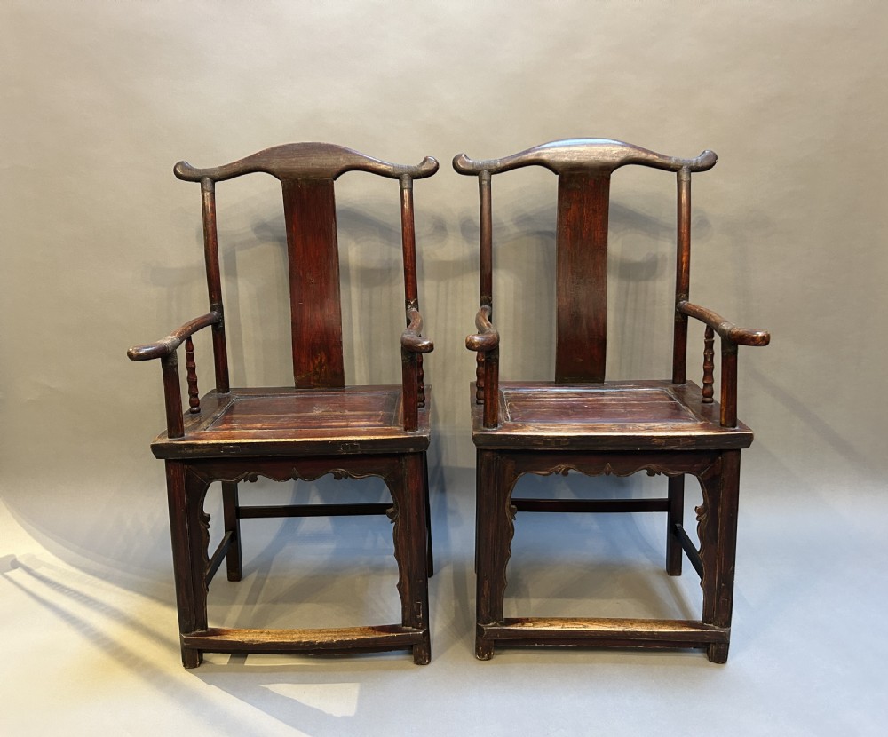 Pair C19th Chinese marriage chairs View VII
