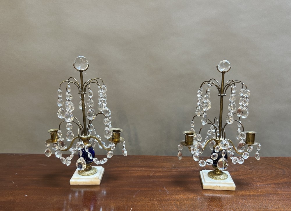 Pair C19th lustre Candlesticks