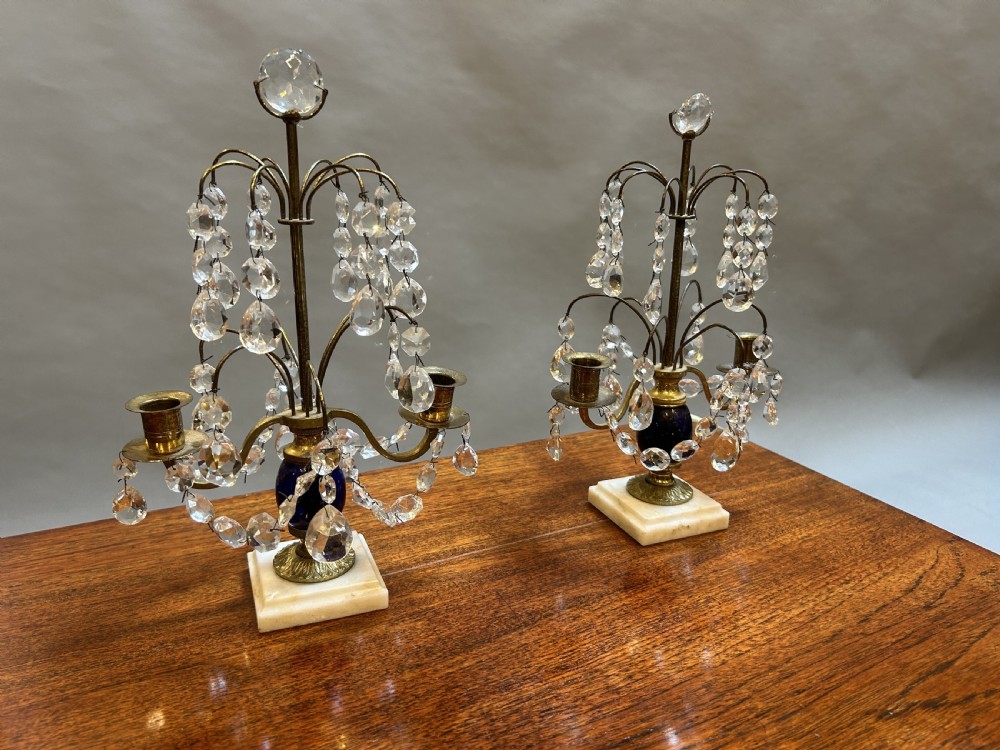 Pair C19th lustre Candlesticks View II