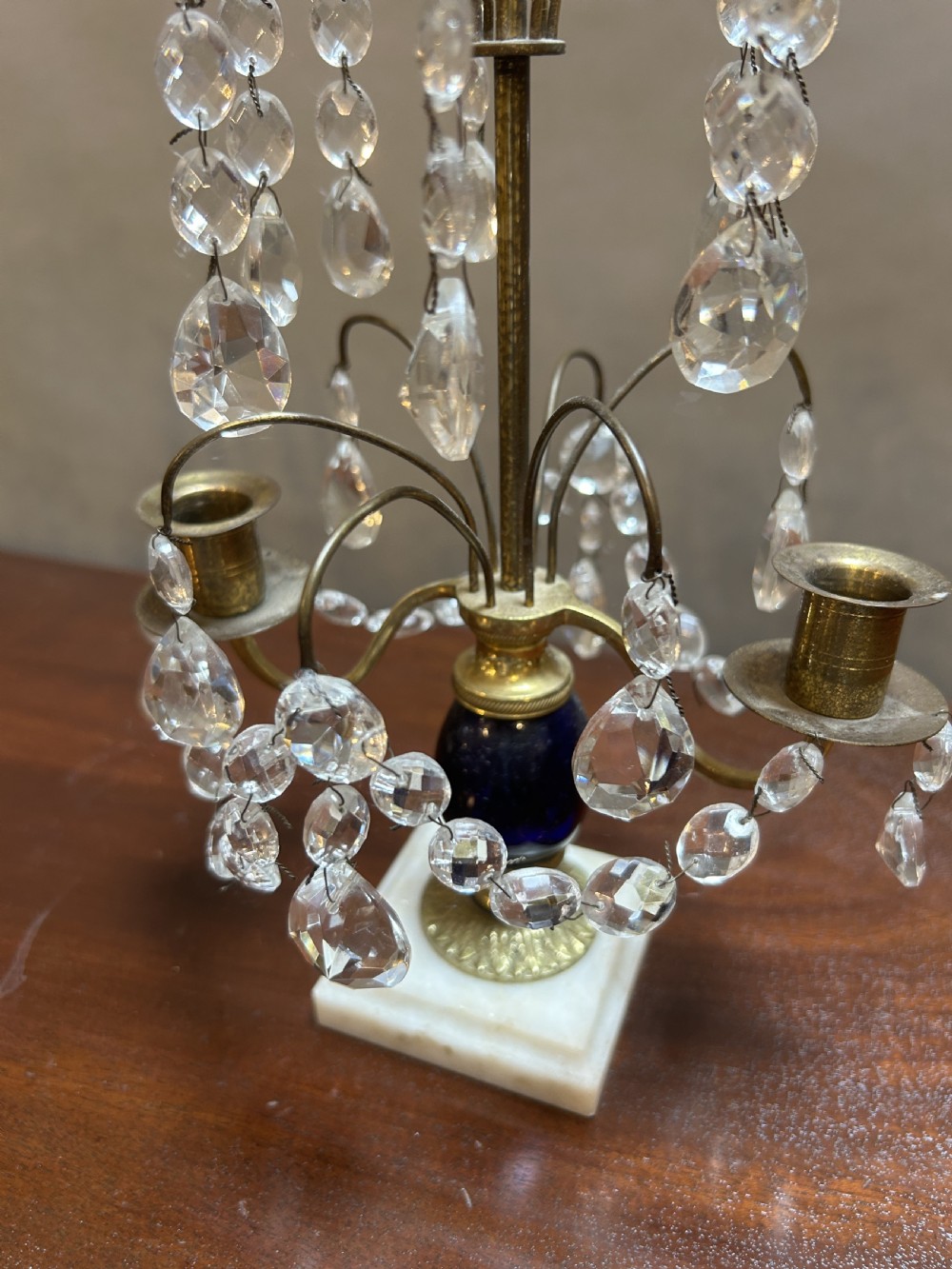 Pair C19th lustre Candlesticks View III