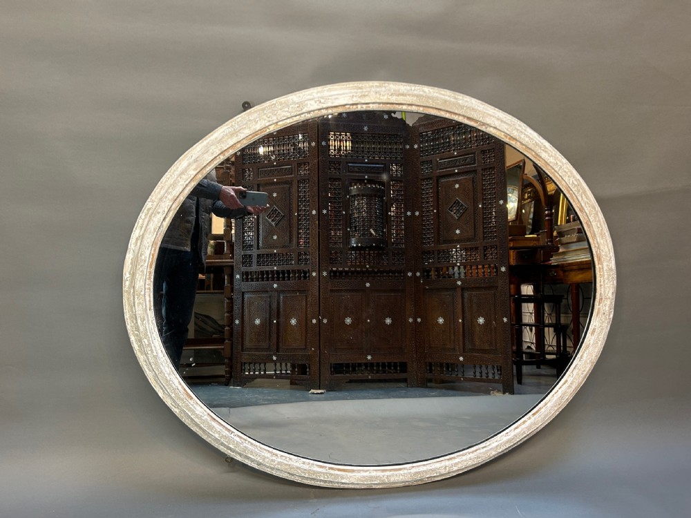 C19th large oval overmantle wall mirror View VI