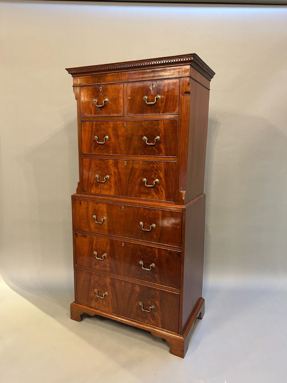 Georgian revival tallboy chest of narrow proportions
