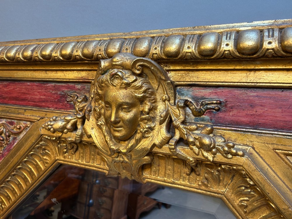 French Gilt & Painted Large Overmantel Mirror View III