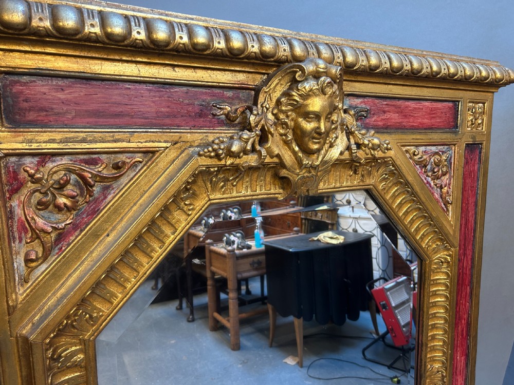 French Gilt & Painted Large Overmantel Mirror View V