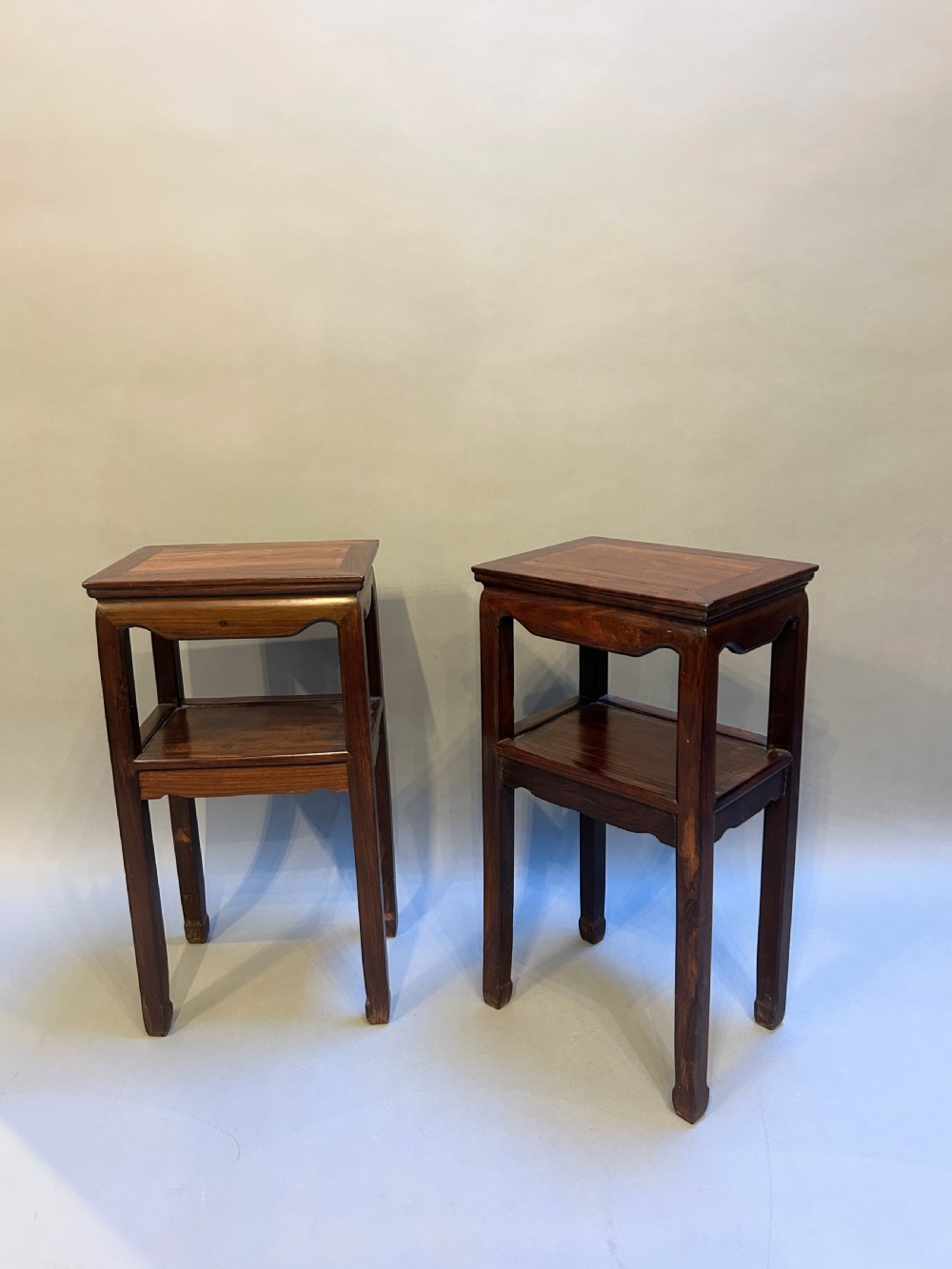 Pair Chinese Rosewood Side Lamp Tables