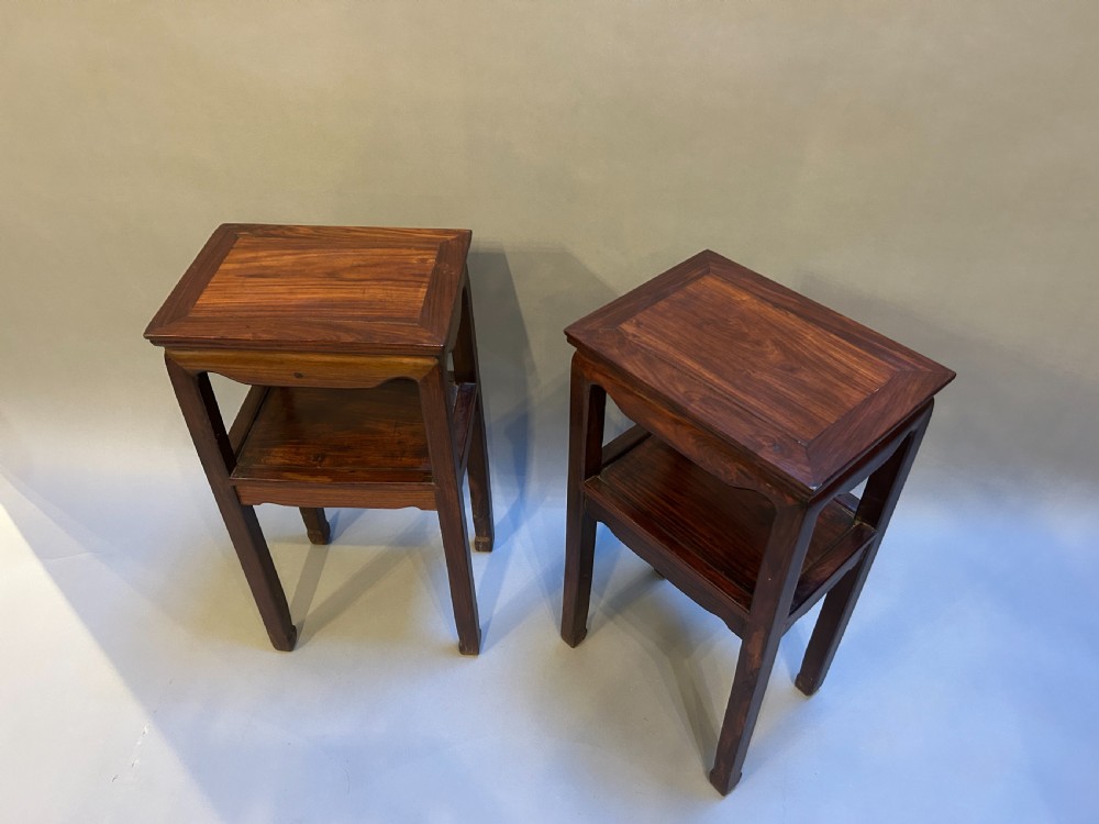 Pair Chinese Rosewood Side Lamp Tables View II