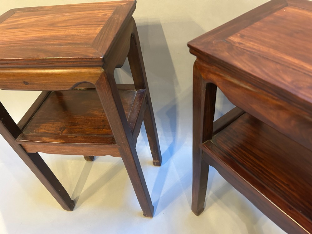 Pair Chinese Rosewood Side Lamp Tables View III
