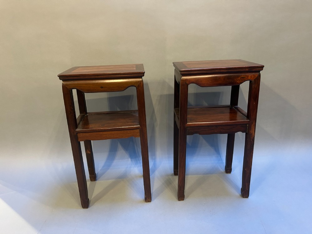 Pair Chinese Rosewood Side Lamp Tables View IV