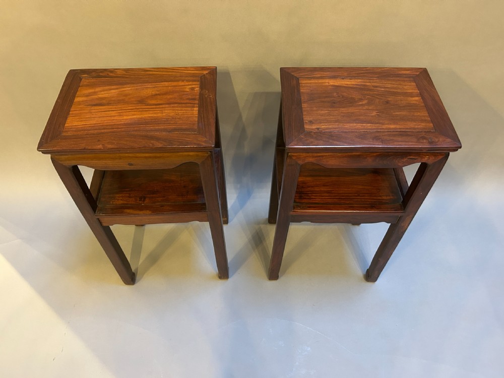 Pair Chinese Rosewood Side Lamp Tables View V