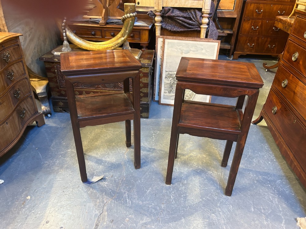 Pair Chinese Rosewood Side Lamp Tables View VI