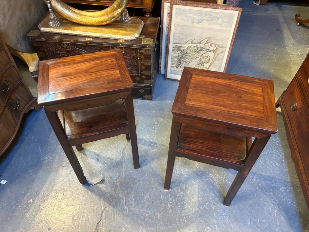 Pair Chinese Rosewood Side Lamp Tables View VII