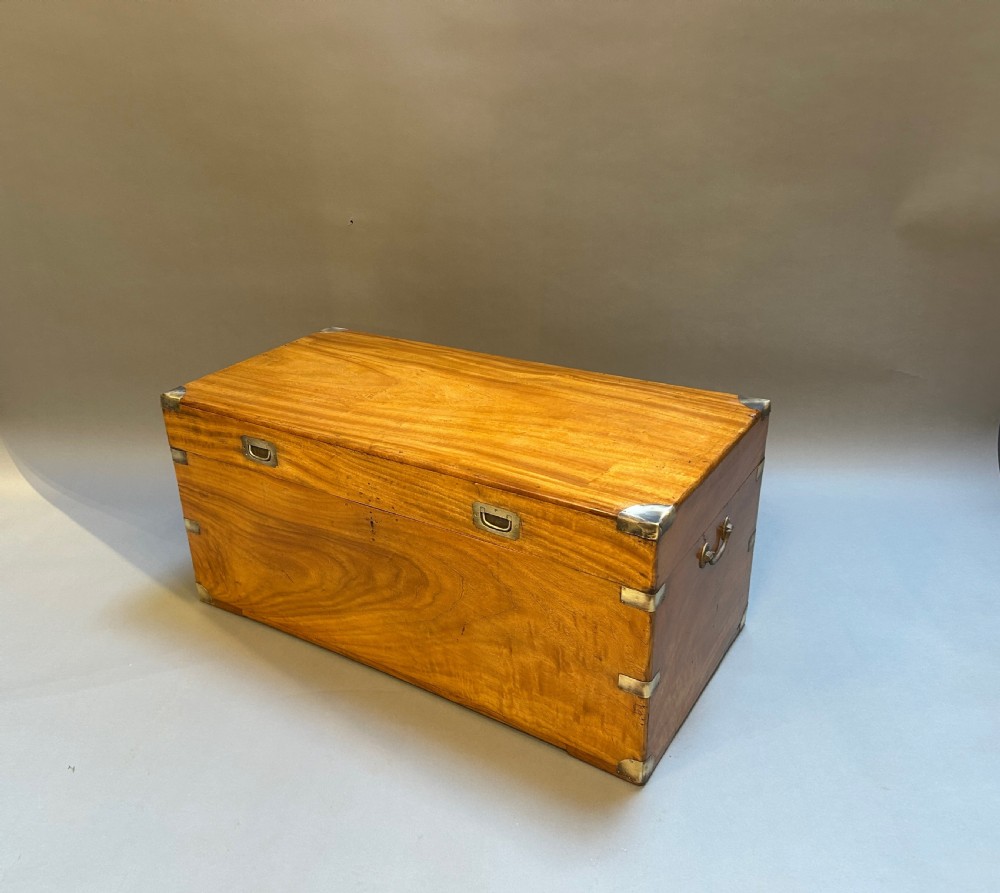 C19th camphor campaign chest trunk