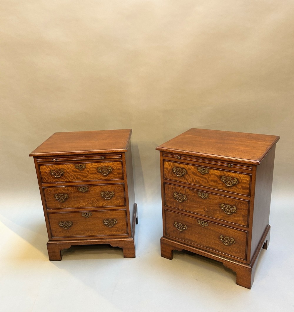 Pair Georgian Revival Bedside Chest Of Drawers