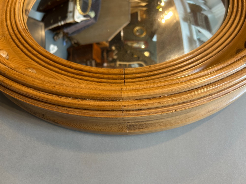 Vintage Pine Convex Mirror View V