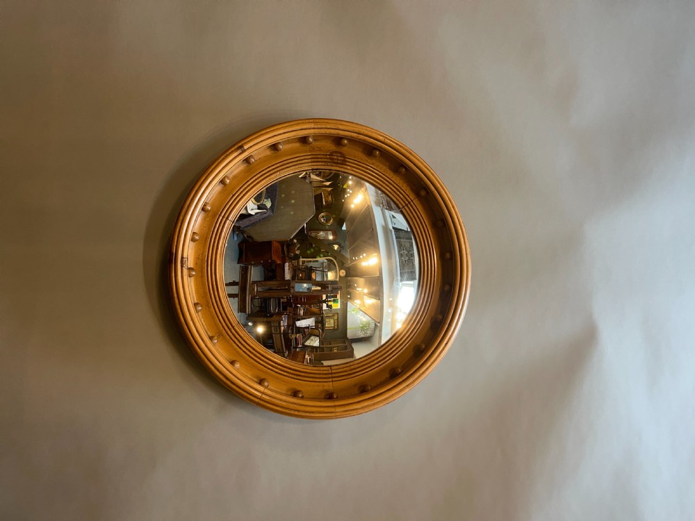 Vintage Pine Convex Mirror View VI