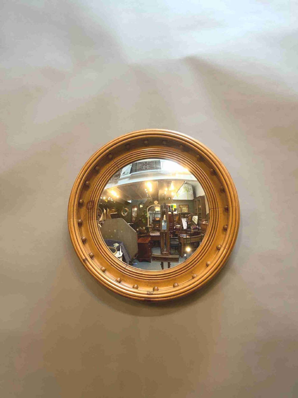 Vintage Pine Convex Mirror