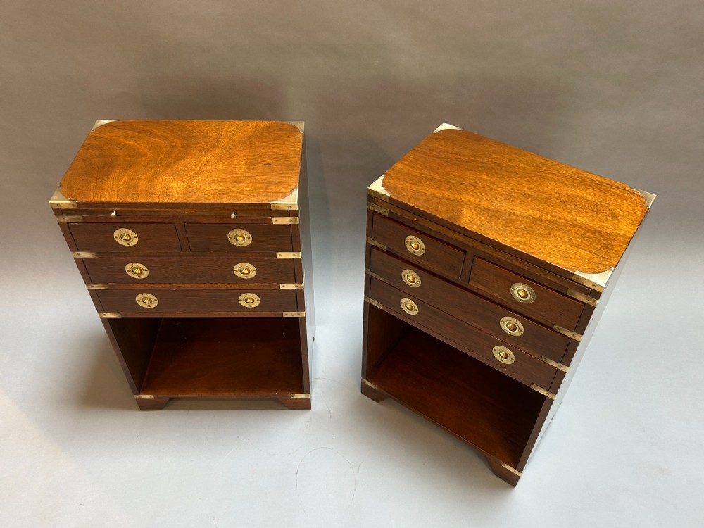 Pair Campaign Style Bedside Chests View II
